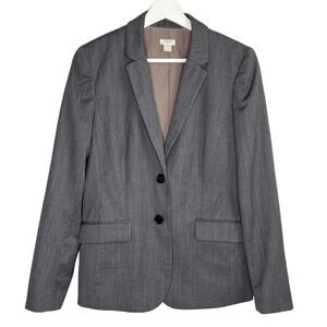 J, Crew Wool Blend Long Sleeve Notch Lapel Single Breasted Blazer Gray Women's 8